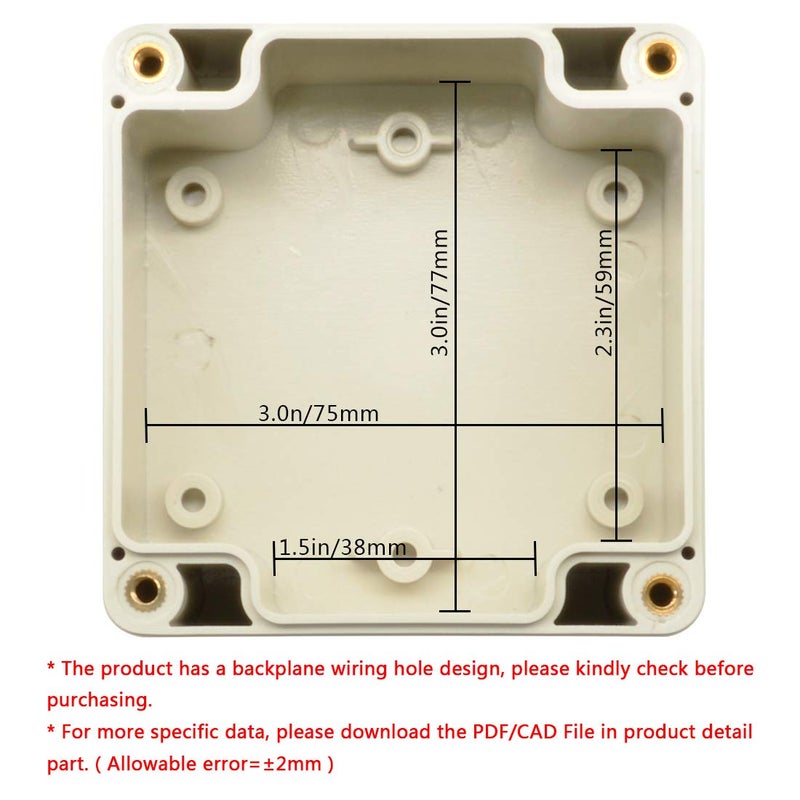 LeMotech ABS Plastic Junction Box Dustproof Waterproof IP65 Electrical Enclosure Box Universal Project Enclosure Grey with PC Transparent Clear Cover 3.3 x 3.2 x 2.2 inch (83 x 81 x 56 mm) - Image 5
